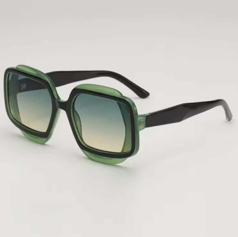 Luxury Style Unisex Chunky Oversized Spring Green Gradient Sunglasses